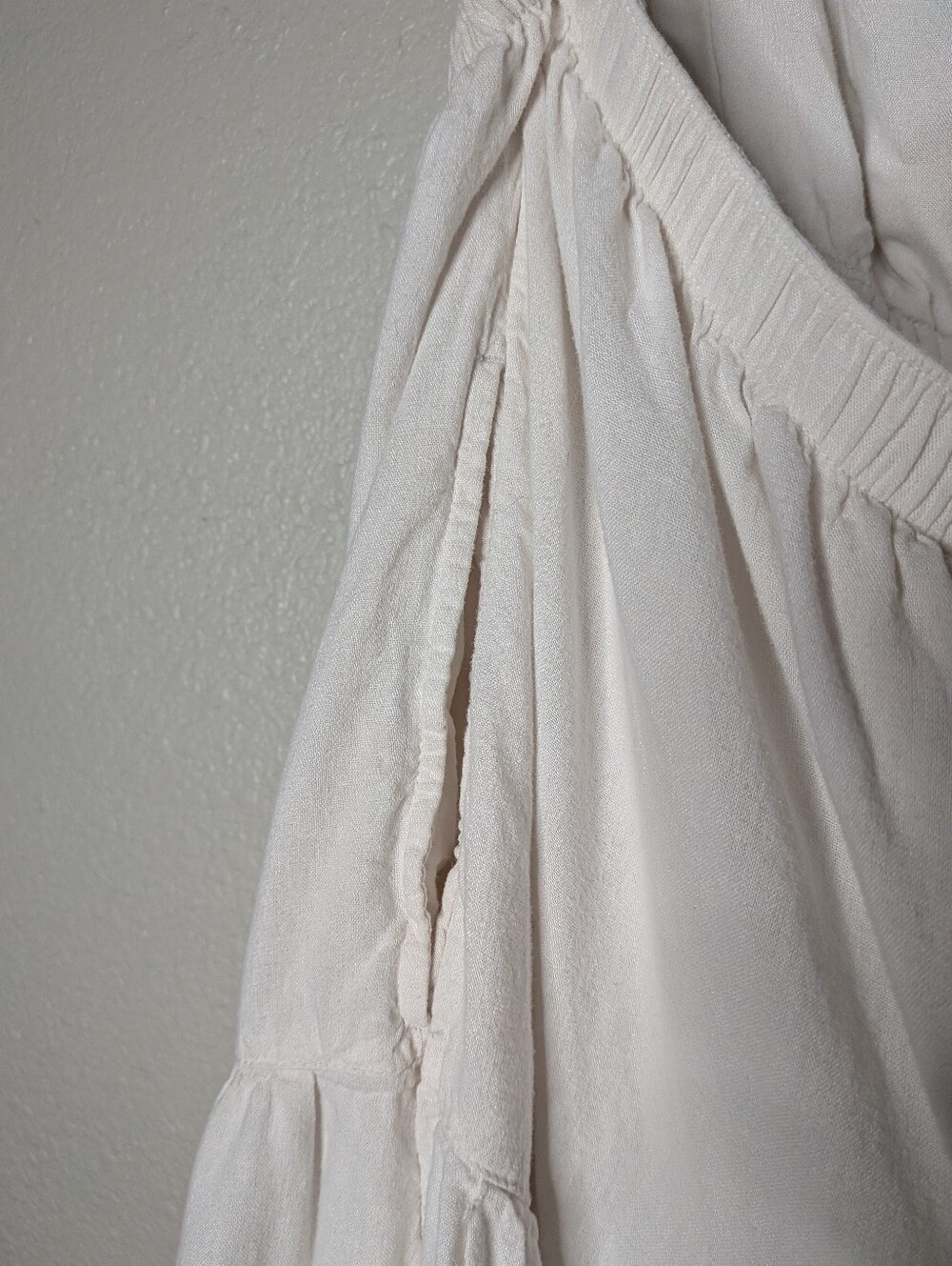 Abercrombie & Fitch White Linen Blend Tiered Coastal Shabby Chic Maxi Dress L - Picture 5 of 10